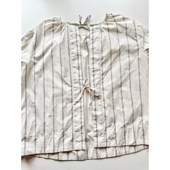 EVERLANE Ivory Striped Cotton Poplin Open Back Breeze Shirt Blouse, Size XS - Picture 14 of 16
